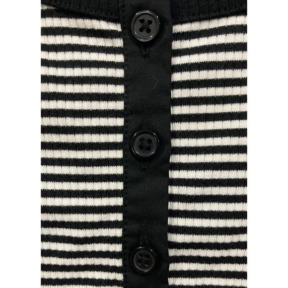 J. Crew Black White Striped Shirt 3/4 Sleeves Scoop Neck Size XS‎ NWT BT683 - Picture 5 of 9